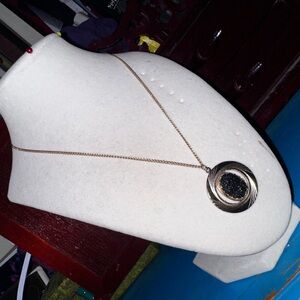 Gold plated black stone necklace